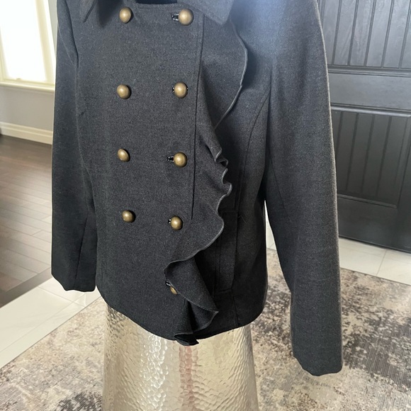 dkny dark grey flannel updated pea jacket coat size medium classy and mod🖤🩶 - Picture 7 of 17